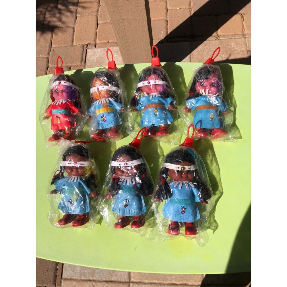 NEW Sealed Vintage 80s Native American novelty Souvenir Dolls 6" Moody Cutie